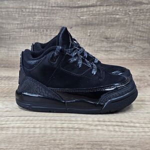 Nike Air Jordan 3 Retro TD Toddler's Size 8C Black Nubuck Sneakers (DM0968-001)